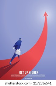 business concept illustrator, business man walking on path to reach higher target. flat character ambition to success in compettition. - Shutterstock ID 2172536541