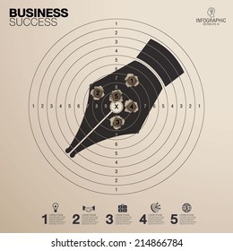 Business concept info graphic template. Business target marketing dart idea. Can be used for work flow layout, banner, diagram, web design.