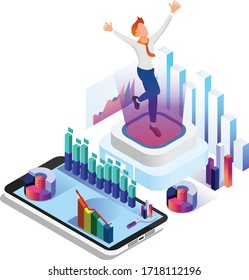 Business concept infographic design. Businessperson 3D character flat ambitious People. Career ambition changing role winning Startup group training goal setting and team management illustration
