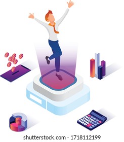 Business concept infographic design. Businessperson 3D character flat ambitious People. Career ambition changing role winning Startup group training goal setting and team management illustration