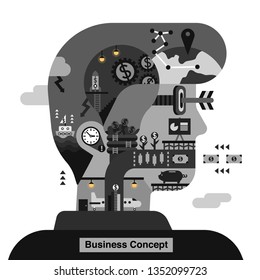 business concept infographic elements abstract unique flat design, business man made from piece of business clip art