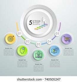 Business concept infographic template 5 steps, Can be used for workflow, layout, steps, number options, timeline or milestones project.