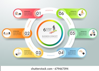 Business concept infographic template 6 steps, Can be used for workflow, layout, steps, number options, timeline or milestones project.