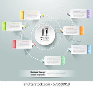 La plantilla infográfica de concepto de negocio se puede utilizar para el diseño de flujo de trabajo, el diagrama, las opciones de número, la escala de tiempo o el proyecto de hitos.