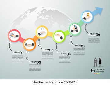 Plantilla infográfica de concepto de negocio, que se puede utilizar para diseño de flujo de trabajo, diagrama, opciones de número, escala de tiempo o proyecto de hitos.