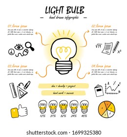 Business concept infographic template. Lightbulb and doodles icons set.