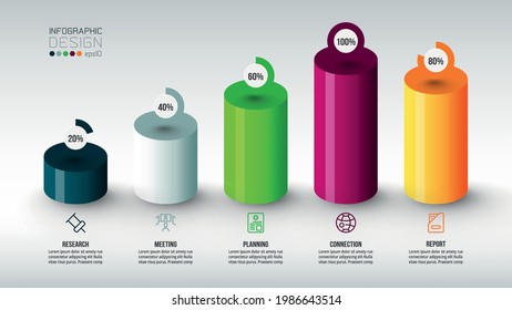 Business concept infographic template with percentage option.