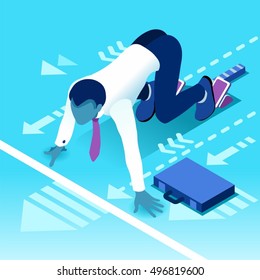 Business concept infographic vector design. Businessperson 3D character flat ambitious black skin man. Career ambition changing role winning Startup group training goal setting and team management