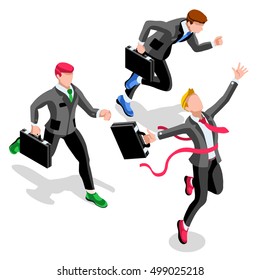 Business concept infographic vector design. Businessperson 3D character flat ambitious man. Career ambition changing role winning Startup group training goal setting and team management illustration