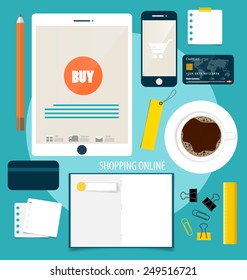 Business concept. Infographics background E-commerce. Flat design.