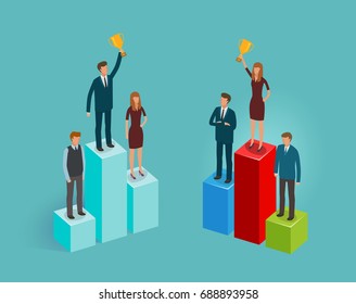 Business concept. Infographics, businesspeople, advance vector illustration
