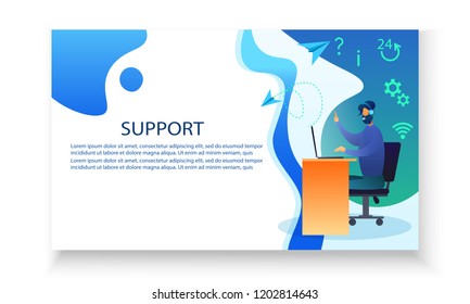 Business concept infographics of  support. Vector flat illustration. Template for poster,web, banner or background. 