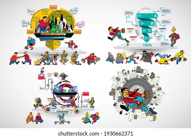 Business concept for internet banners, social media banners, headers of websites, vector illustration 