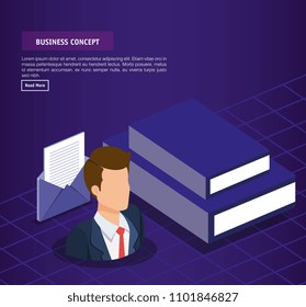 business concept isometric set icons and businessman