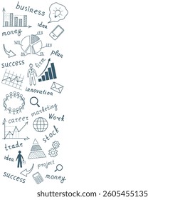 Business concept. Light bulb with drawing business success strategy plan idea. Vector illustration modern template design. Doodle.