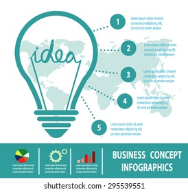 Business Concept, light bulb idea concept isolated on white background, Infographics