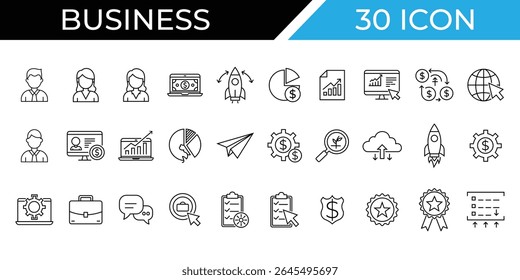 Business concept line editable icon set