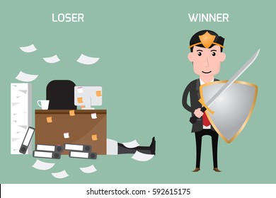 Business concept. Loser and winner. vector illustration.