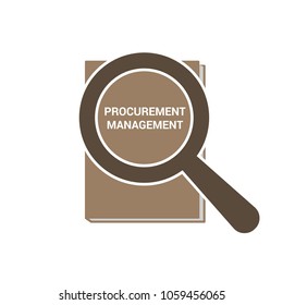 Business concept: magnifying optical glass with words Procurement Management. Vector illustration 