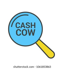 Business Concept: Magnifying Optical Glass With Words Cash Cow. Vector illustration
