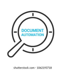 Business Concept: Magnifying Optical Glass With Words Document Automation. Vector Illustration