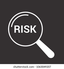 Business Concept: Magnifying Optical Glass With Words Risk. Vector illustration 