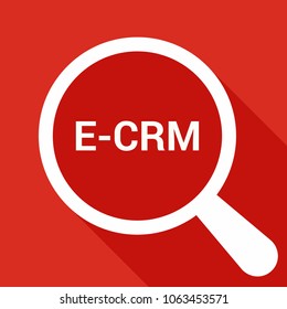 Business Concept: Magnifying Optical Glass With Words E-crm. Vector illustration