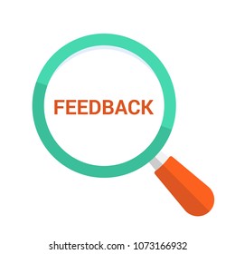 Business Concept: Magnifying Optical Glass With Words Feedback. Vector illustration
