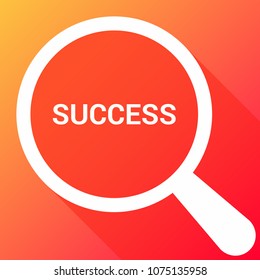 Business Concept: Magnifying Optical Glass With Words Success. Vector illustration