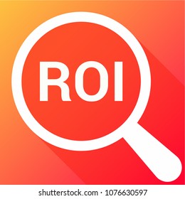 Business Concept: Magnifying Optical Glass With Words Roi. Vector illustration
