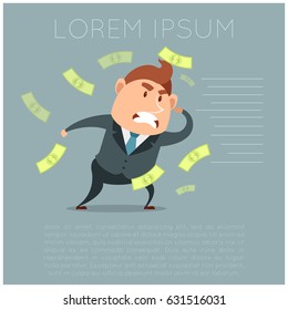 Business concept with man and a wind of money