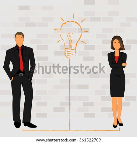 Business concept with man and  woman creating idea 