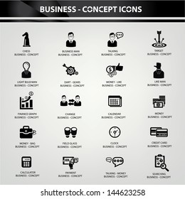 Business concept &Business management icons,Black version,vector