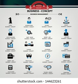 Business concept &Business management icons,Blue version,vector
