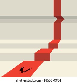 Business concept in minimal design. Overcoming the problems of a businessman. Vector