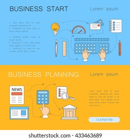 Business concept. Modern linear illustration. For posters, pamphlets, brochures and illustrations of business articles, web pages. Business start and business planning.