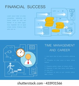 Business concept. Modern linear illustration. For posters, pamphlets, brochures and illustrations of business articles, web pages. Career growth and success. Financial start, planning and analytics. 