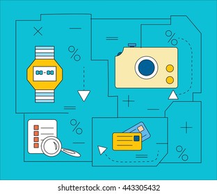 Business concept. Modern linear illustration. For posters, pamphlets, brochures and illustrations of business articles. Career growth and success. Financial start, planning and analytics.