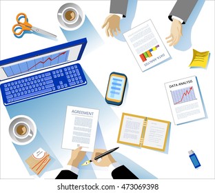 Business concept. Modern linear illustration. For posters, pamphlets, brochures and illustrations of business articles, web pages. Career growth and success. Financial start, planning and analytics.