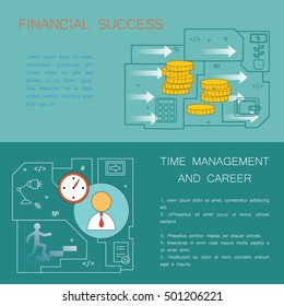 Business concept. Modern linear illustration. For posters, pamphlets, brochures and illustrations of business articles, web pages. Career growth and success. Financial start, planning and analytics.