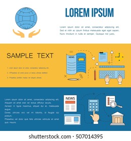 Business concept. Modern linear illustration. For posters, pamphlets, brochures and illustrations of articles, web pages. Career growth and success. Financial start, planning and analytics.