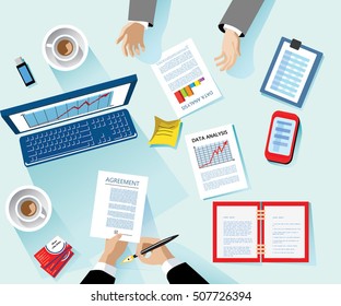 Business concept. Modern linear illustration. For posters, pamphlets, brochures and illustrations of business articles, web pages. Career growth and success. Financial start, planning and analytics.