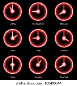Business concept: Modern vector Time zones clocks. EPS10.