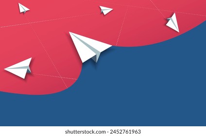 business concept moving forward, your own trajectory and finding a solution plan and strategy. Paper airplanes and space for text svg