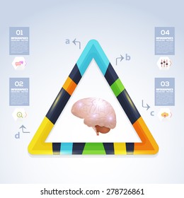 Business Concept Multicolor Brain Idea, Health or Capacity Plastic Effect Infographics Vector Design