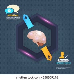 Business Concept Multicolor Brain Idea, Health or Capacity Plastic Effect Infographics Vector Design
