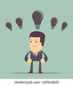 Business concept no ideas lamps . Stock vector illustration for poster, greeting card, website, ad, business presentation, advertisement design.