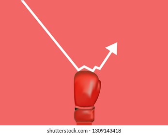 Business concept, not giving up, even falling down, Red boxer gloves that show courage and way to win When fighting, businessmen, financiers, stock players, light red background Vector illustration