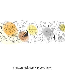 The business concept. On white the background of hand-drawn diagrams and graphs on the Board. Doodle. Handwriting. Vector illustration.