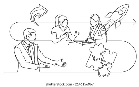 Business-Konzept-1-Linien-Zeichnung Illustration des Arbeitsprozesses